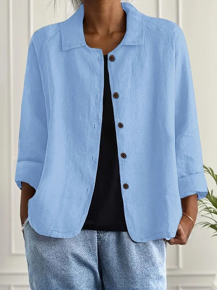 Thea | Women's Linen Button-Down Relaxed Shirt Jacket