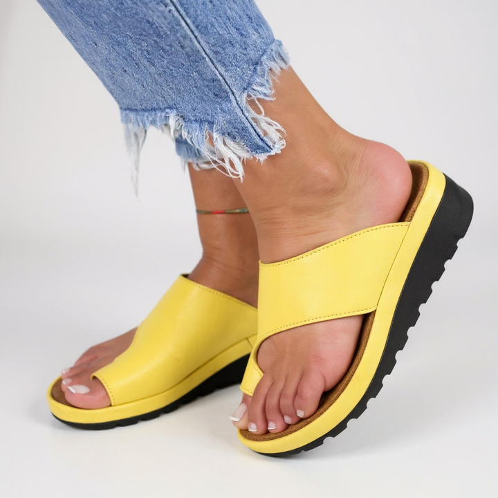 Thea | Women's Orthopaedic Wide-Strap Flat Slide Sandals