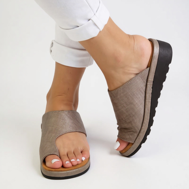 Thea | Women's Orthopaedic Wide-Strap Flat Slide Sandals