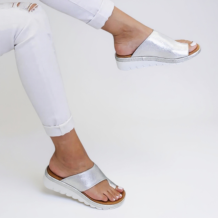 Thea | Women's Orthopaedic Wide-Strap Flat Slide Sandals
