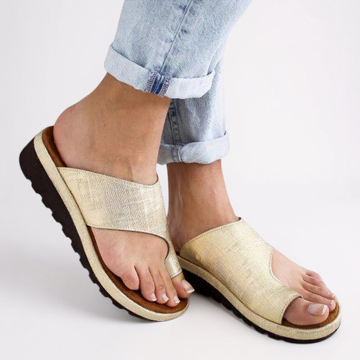 Thea | Women's Orthopaedic Wide-Strap Flat Slide Sandals
