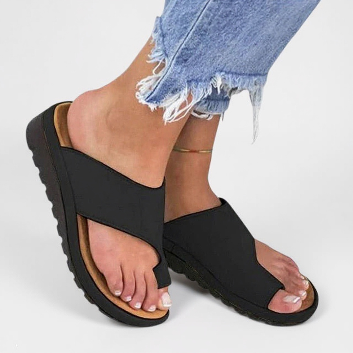 Thea | Women's Orthopaedic Wide-Strap Flat Slide Sandals