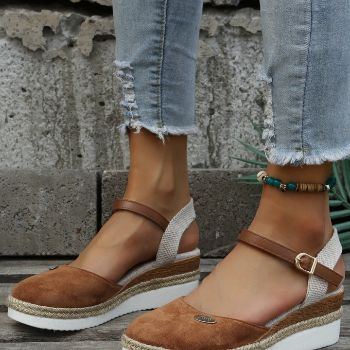 Thea | Women's Suede Closed-Toe Espadrille Platform Wedges