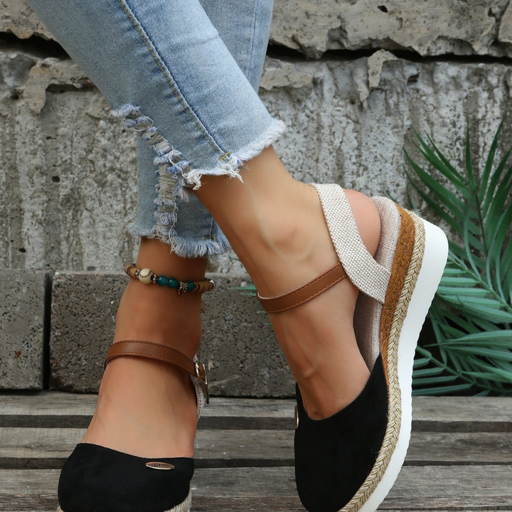 Thea | Women's Suede Closed-Toe Espadrille Platform Wedges
