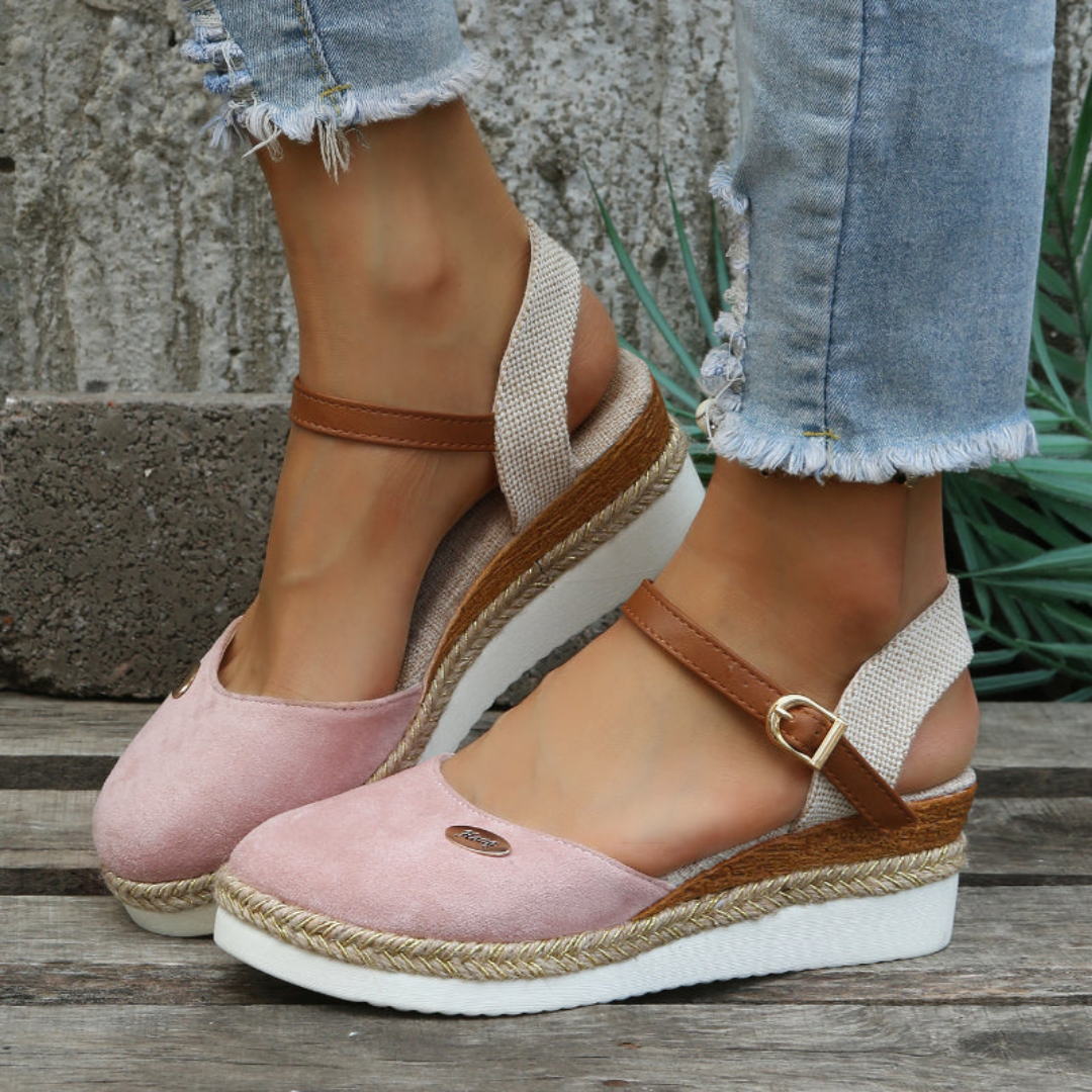 Thea | Women's Suede Closed-Toe Espadrille Platform Wedges