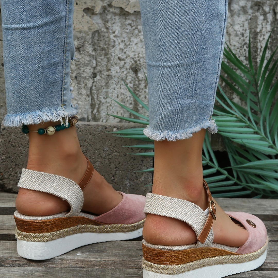 Thea | Women's Suede Closed-Toe Espadrille Platform Wedges