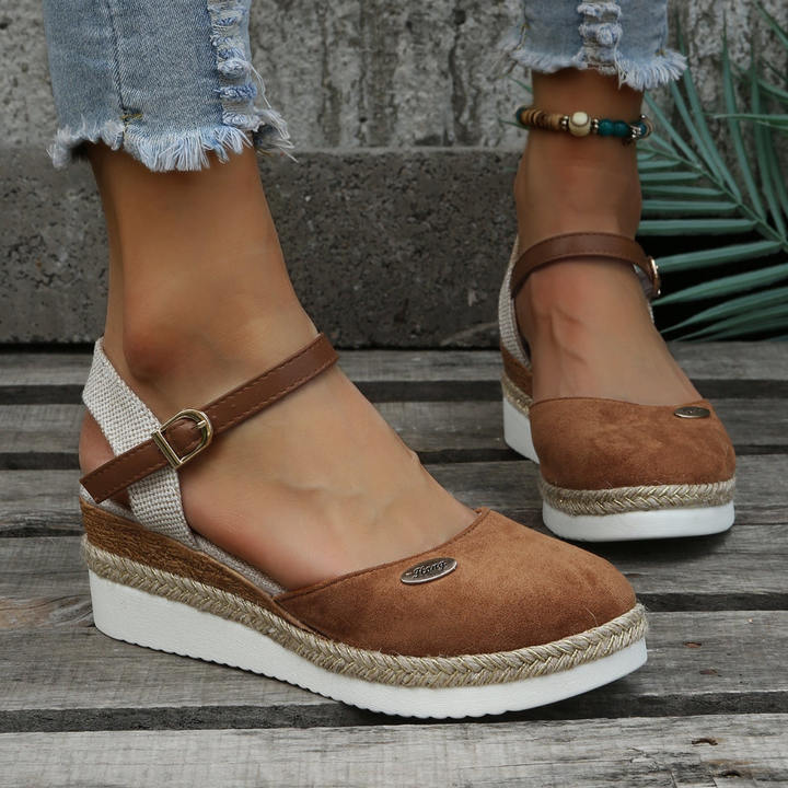 Thea | Women's Suede Closed-Toe Espadrille Platform Wedges