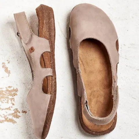 Thora | Women's Leather Closed-Toe Cut-Out Slingback Sandals