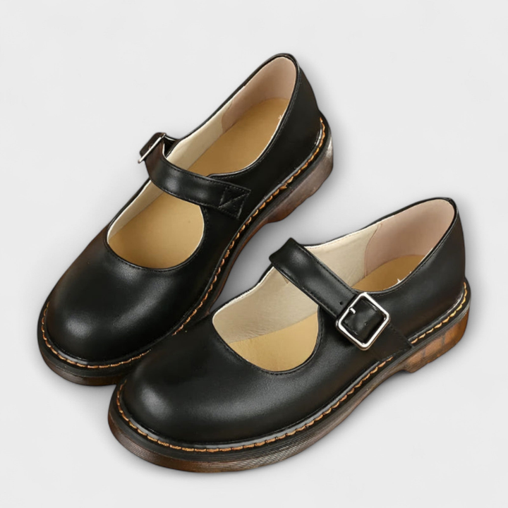 Thorne | Women's Leather Buckle Strap Mary Jane Flats Classic