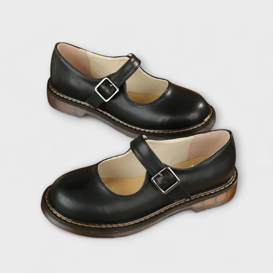 Thorne | Women's Leather Buckle Strap Mary Jane Flats Classic