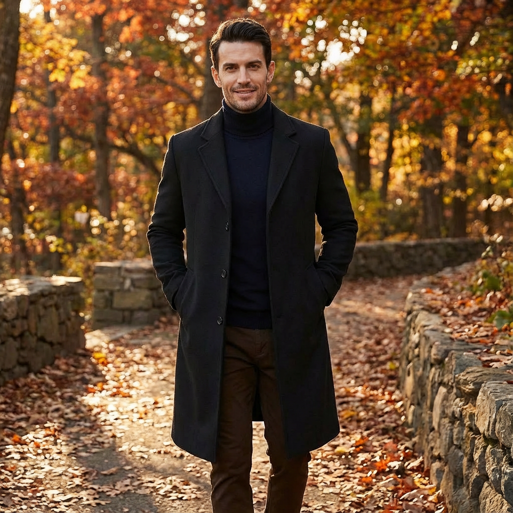 Tobias | Men's Long Coat Single Breasted Overcoat