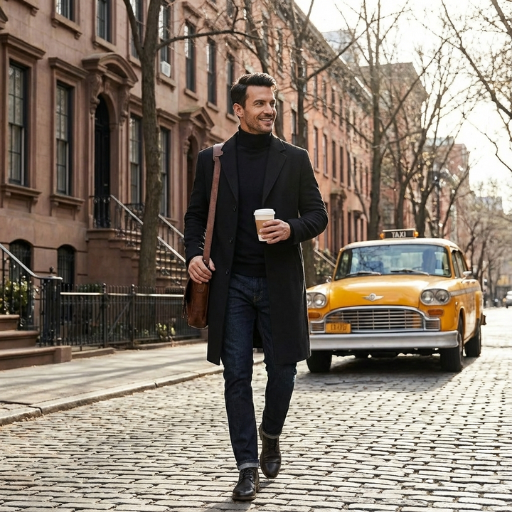 Tobias | Men's Long Coat Single Breasted Overcoat