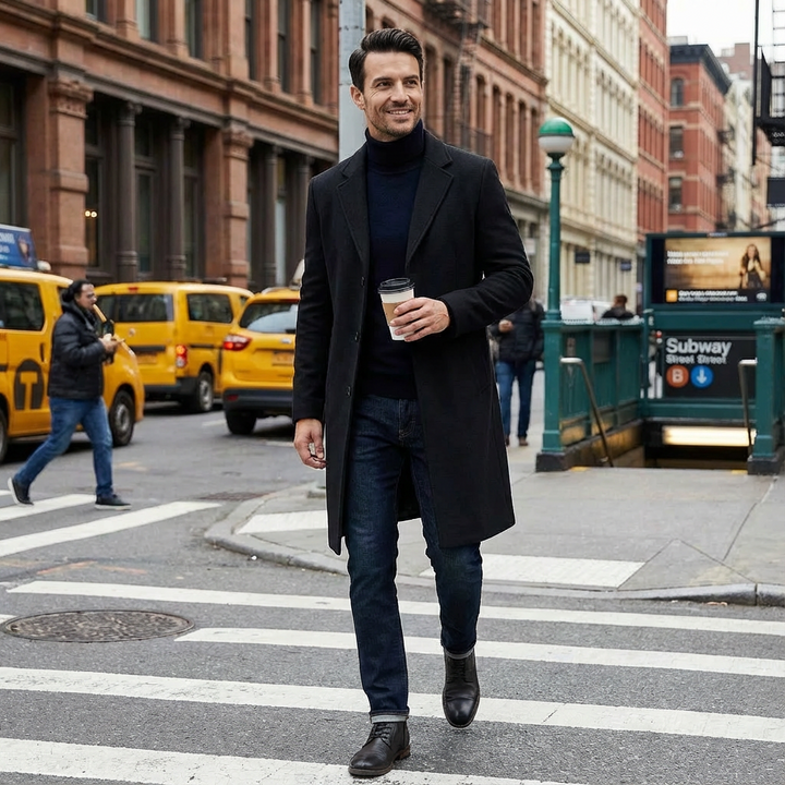 Tobias | Men's Long Coat Single Breasted Overcoat