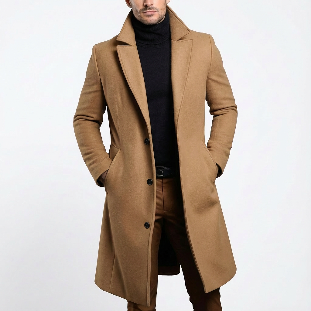 Tobias | Men's Long Coat Single Breasted Overcoat