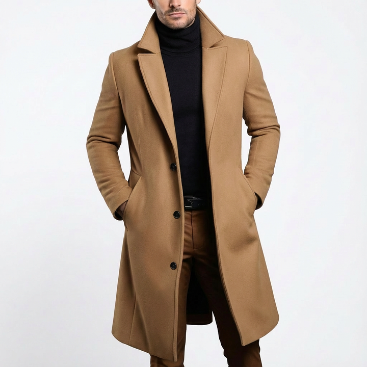 Tobias | Men's Long Coat Single Breasted Overcoat