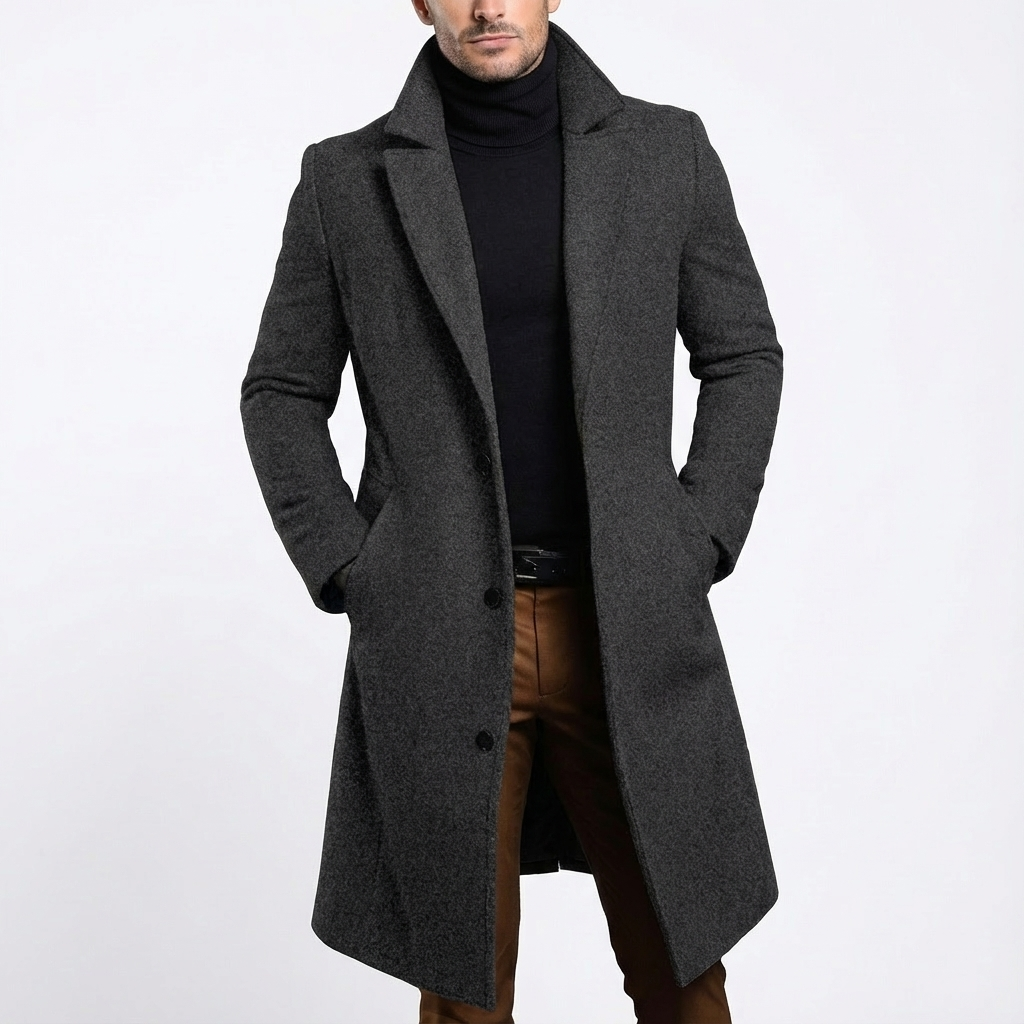 Tobias | Men's Long Coat Single Breasted Overcoat