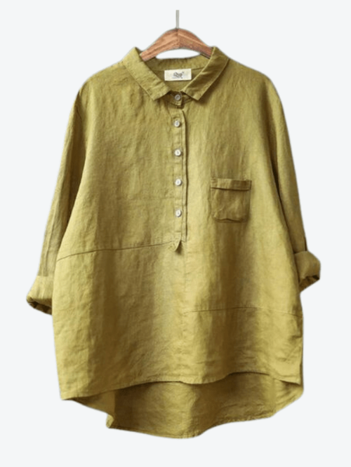 Tove | Women's Linen Half-Button Collared Pocket Shirt