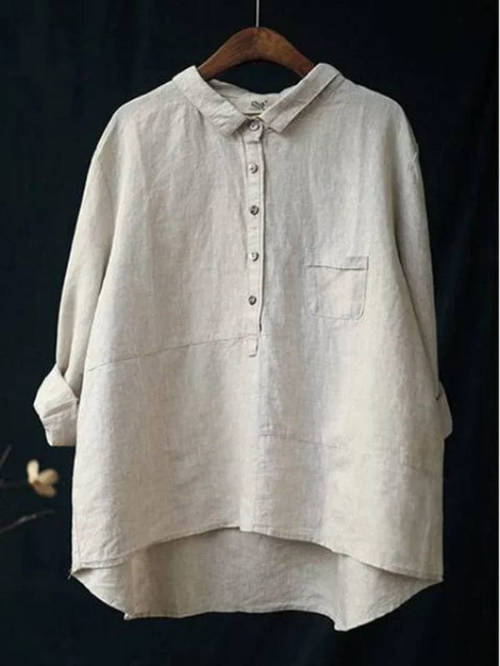 Tove | Women's Linen Half-Button Collared Pocket Shirt