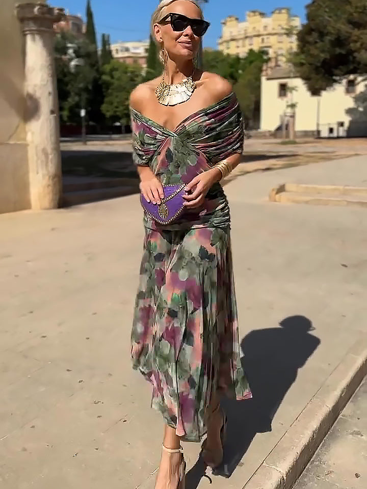 Vivienne | Women's Chiffon Wrap V-Neck Maxi Dress Elegant