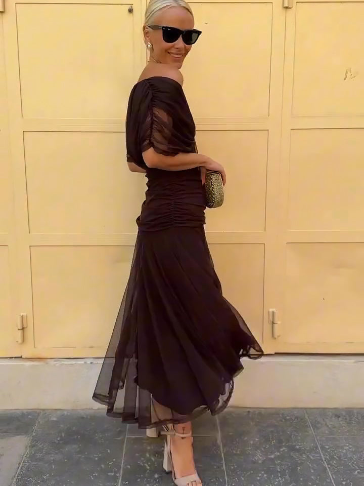 Vivienne | Women's Chiffon Wrap V-Neck Maxi Dress Elegant