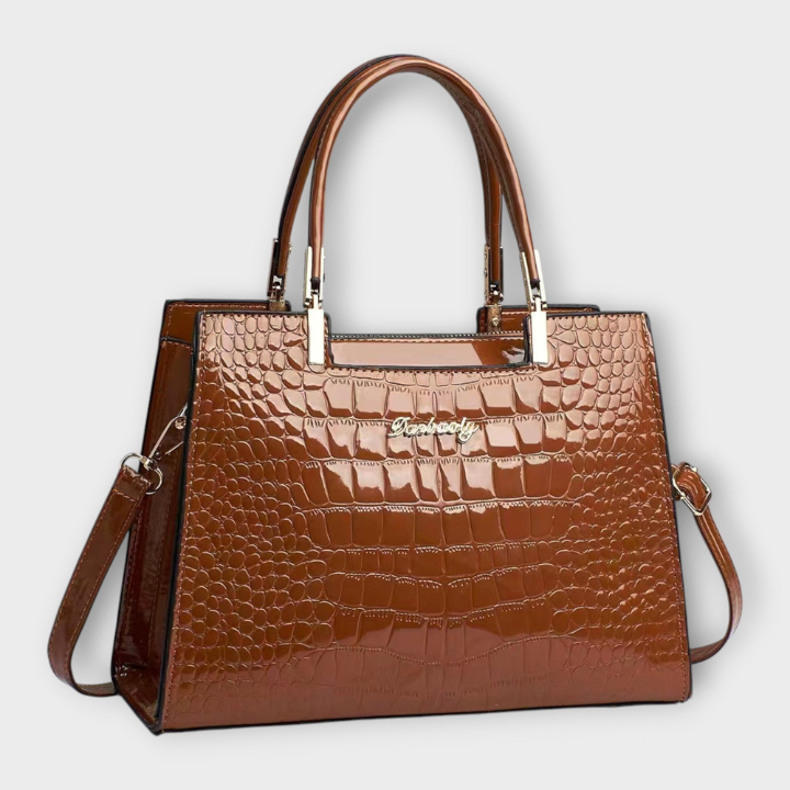 Vivienne | Women's Leather Croc-Embossed Patent Satchel Bag