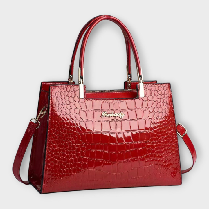 Vivienne | Women's Leather Croc-Embossed Patent Satchel Bag