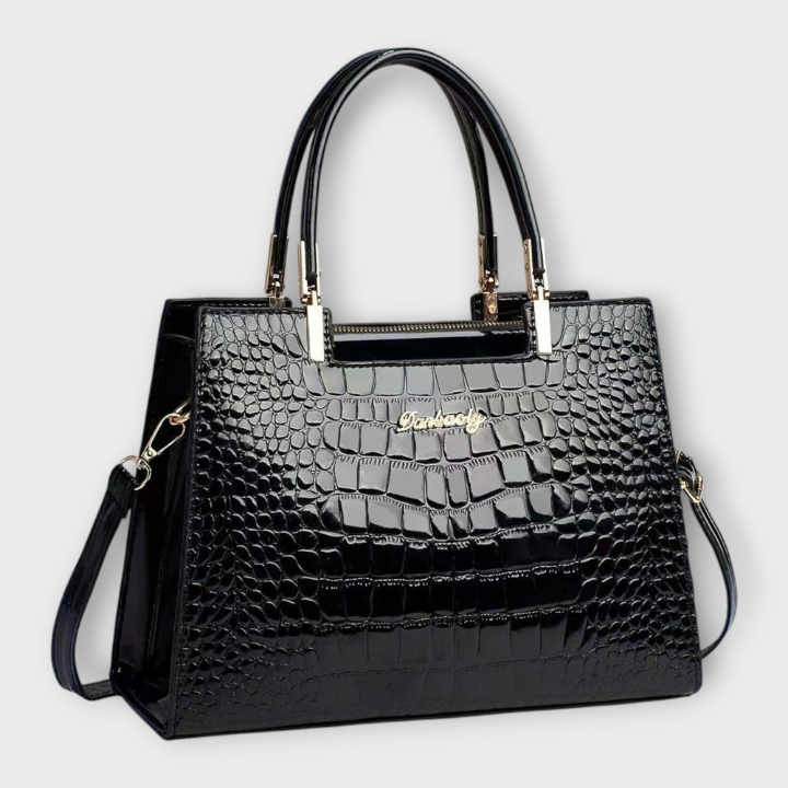 Vivienne | Women's Leather Croc-Embossed Patent Satchel Bag