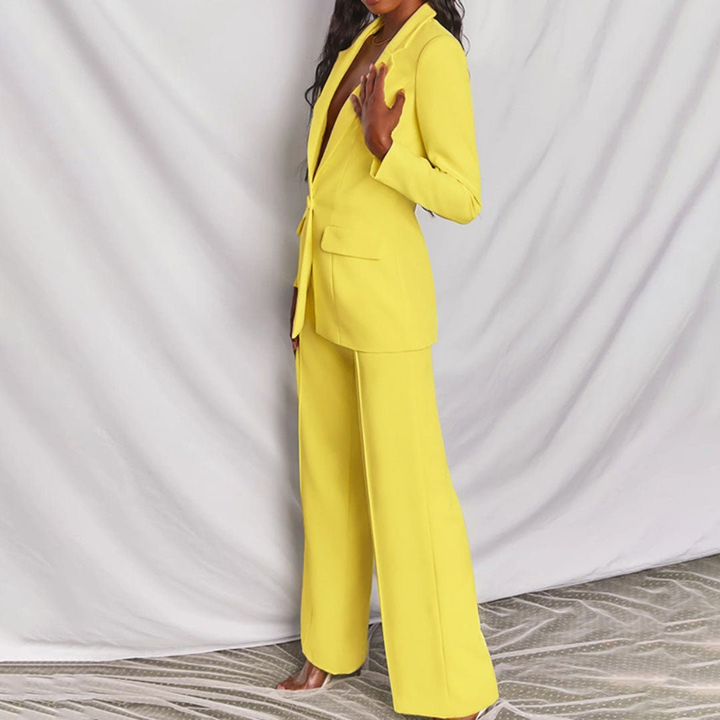 Vivienne | Women's Stretch Wide-Leg Blazer Trouser Suit Chic