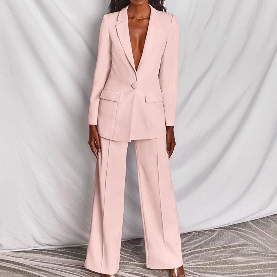 Vivienne | Women's Stretch Wide-Leg Blazer Trouser Suit Chic