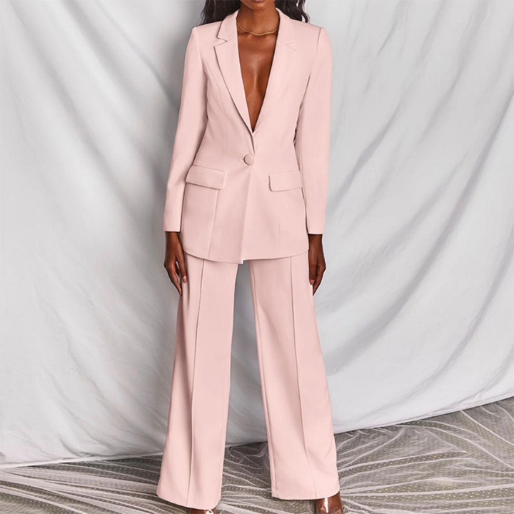 Vivienne | Women's Stretch Wide-Leg Blazer Trouser Suit Chic