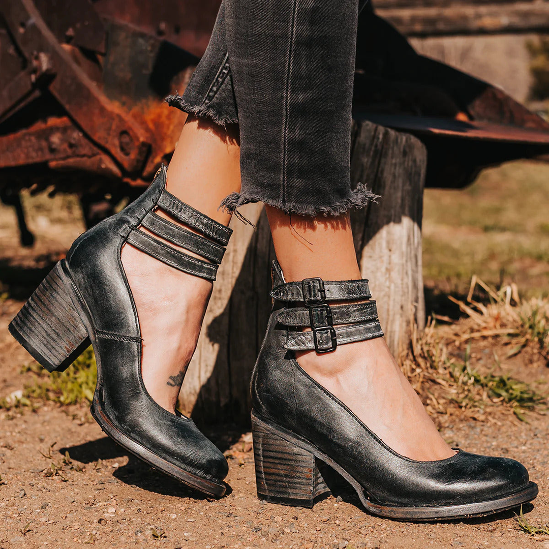 Wilder | Women's Leather Buckle Strap Block Heel Sandals