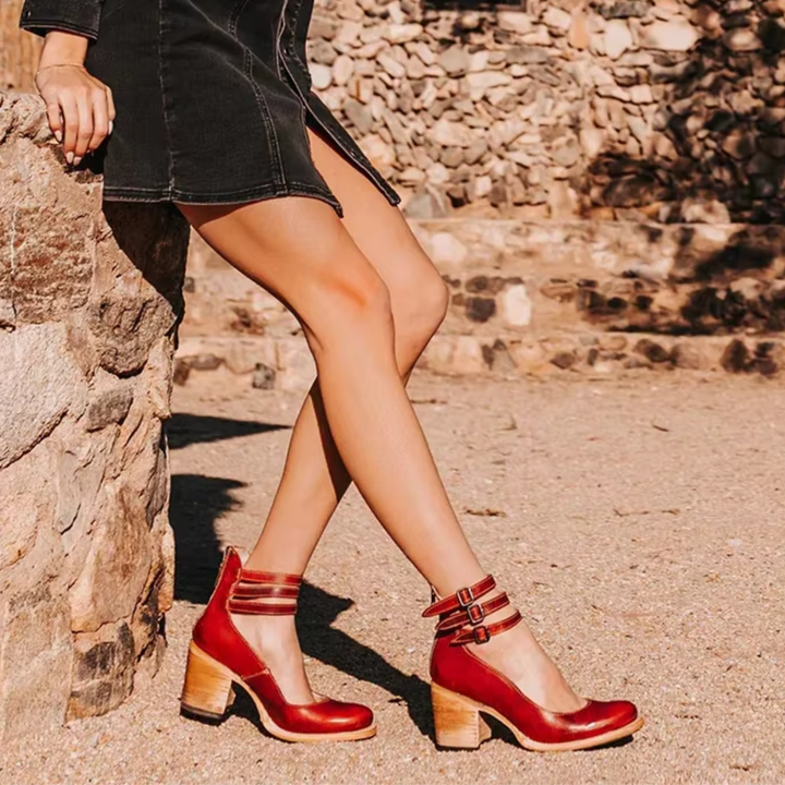 Wilder | Women's Leather Buckle Strap Block Heel Sandals