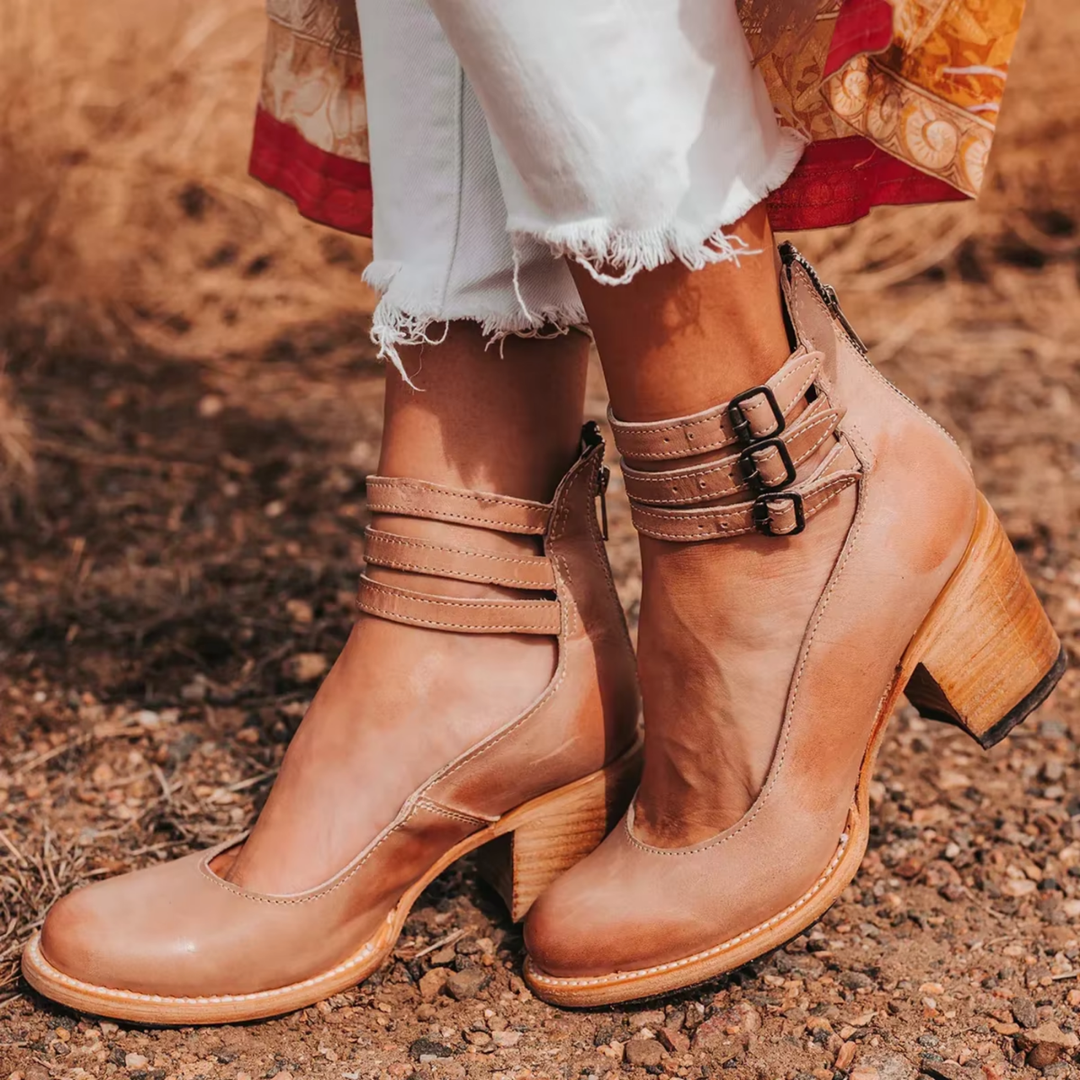 Wilder | Women's Leather Buckle Strap Block Heel Sandals