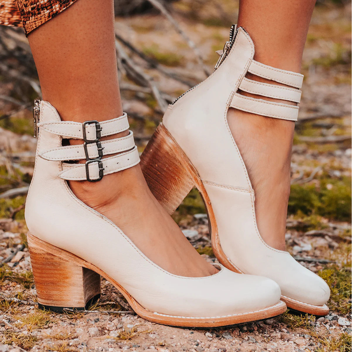 Wilder | Women's Leather Buckle Strap Block Heel Sandals