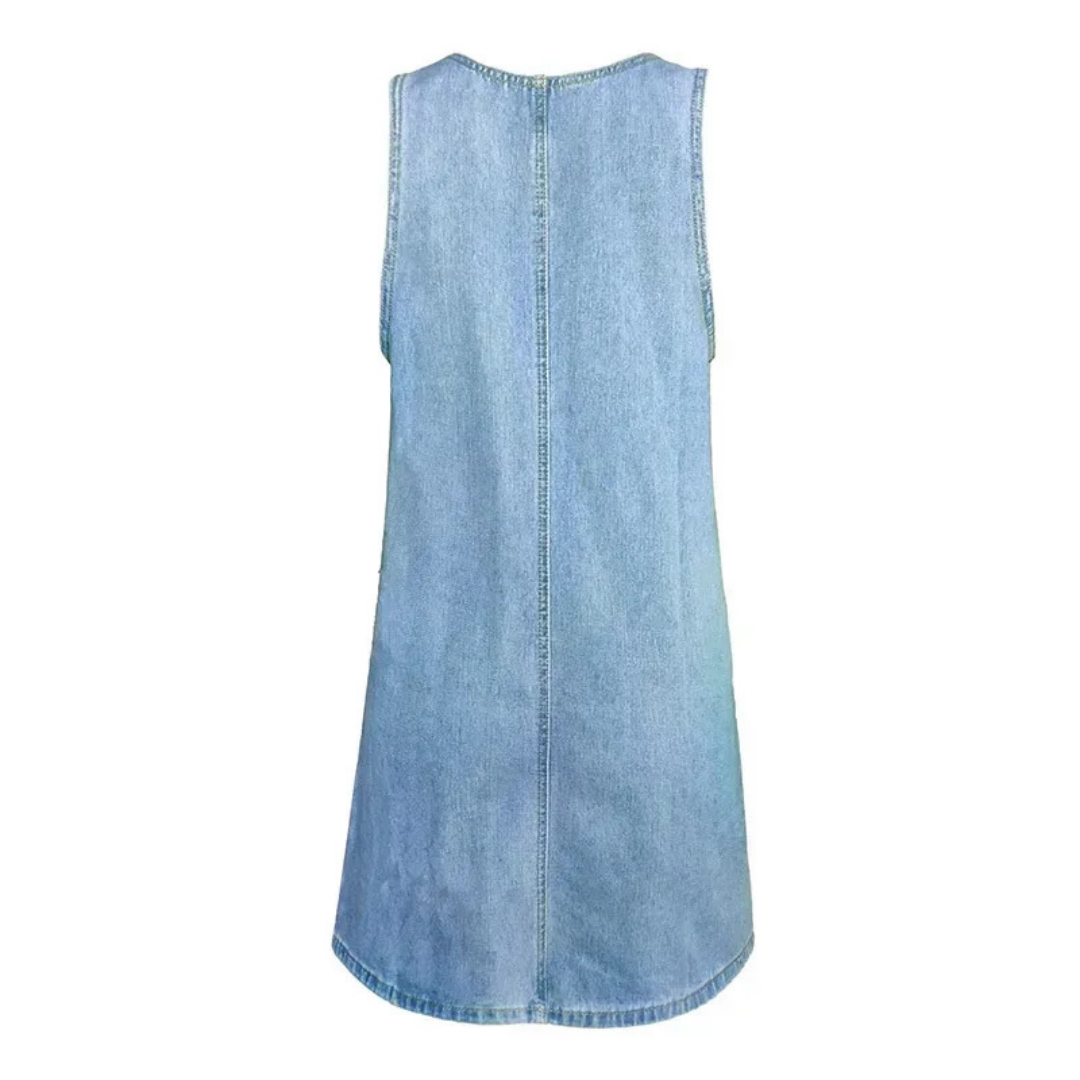 Willa | Women's Blue Denim Sleeveless Pocket Mini Dress