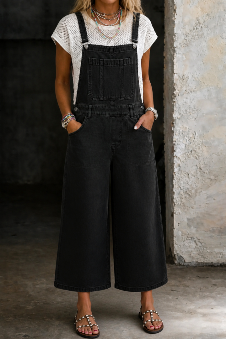 Winslow | Women's Denim Wide-Leg Cropped Overalls