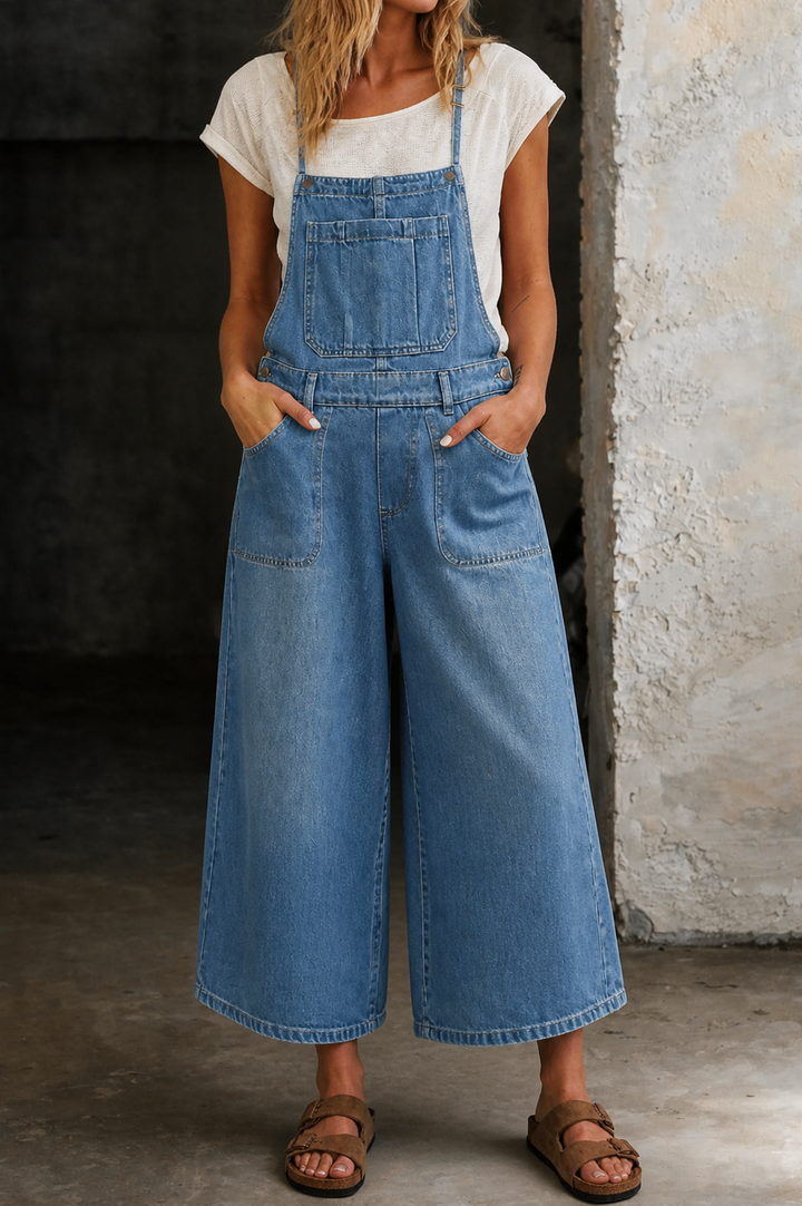 Winslow | Women's Denim Wide-Leg Cropped Overalls