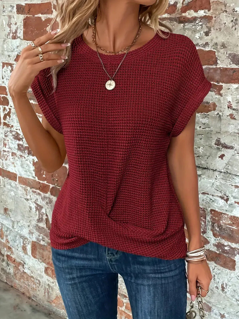 Wren | Women's Cotton Waffle-Knit Twist Hem Top