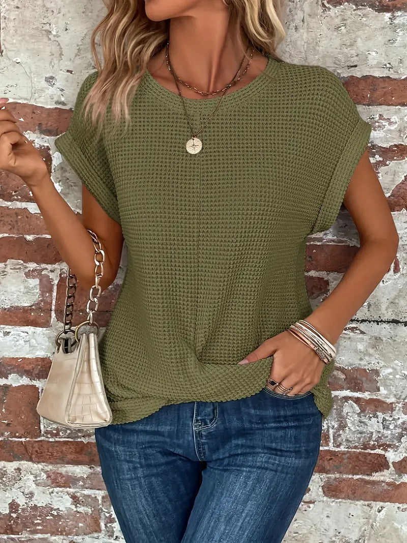 Wren | Women's Cotton Waffle-Knit Twist Hem Top