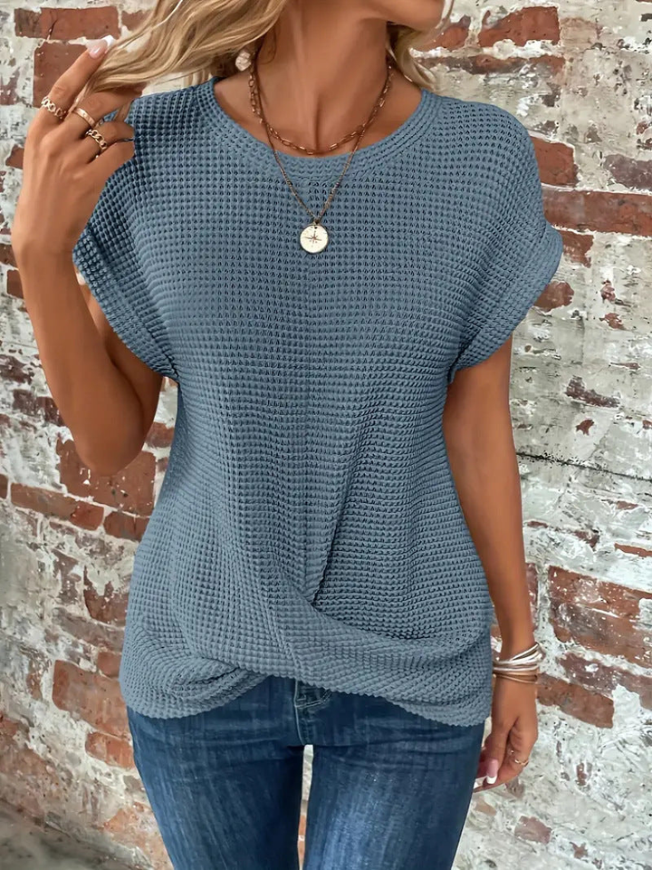 Wren | Women's Cotton Waffle-Knit Twist Hem Top