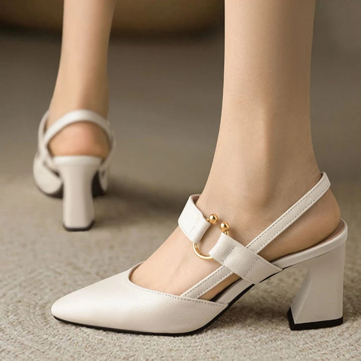 Wren | Women's Leather Mary Jane Block Heel Slingback Pumps