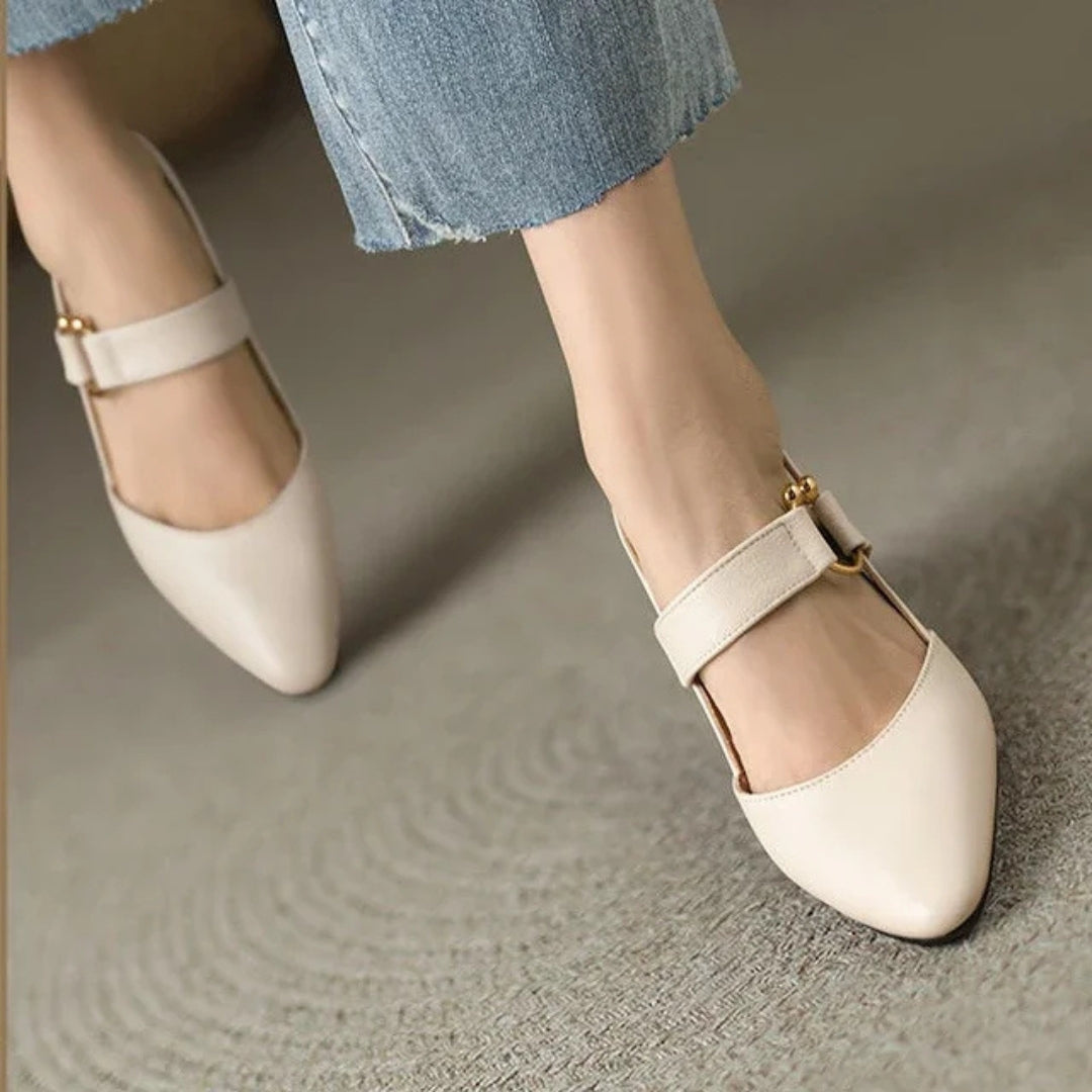 Wren | Women's Leather Mary Jane Block Heel Slingback Pumps