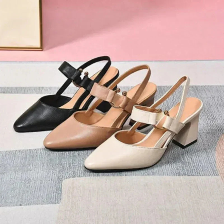 Wren | Women's Leather Mary Jane Block Heel Slingback Pumps