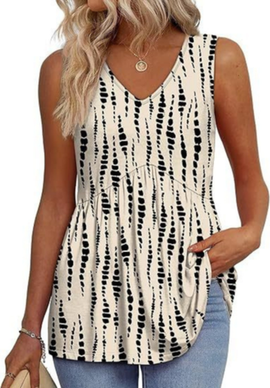 Wren | Women's Lightweight Textured V-Neck Sleeveless Peplum Top