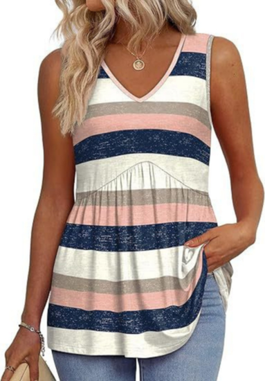 Wren | Women's Lightweight Textured V-Neck Sleeveless Peplum Top