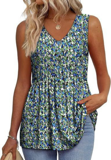 Wren | Women's Lightweight Textured V-Neck Sleeveless Peplum Top