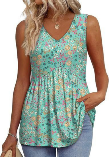Wren | Women's Lightweight Textured V-Neck Sleeveless Peplum Top