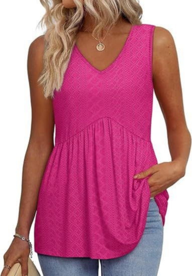 Wren | Women's Lightweight Textured V-Neck Sleeveless Peplum Top