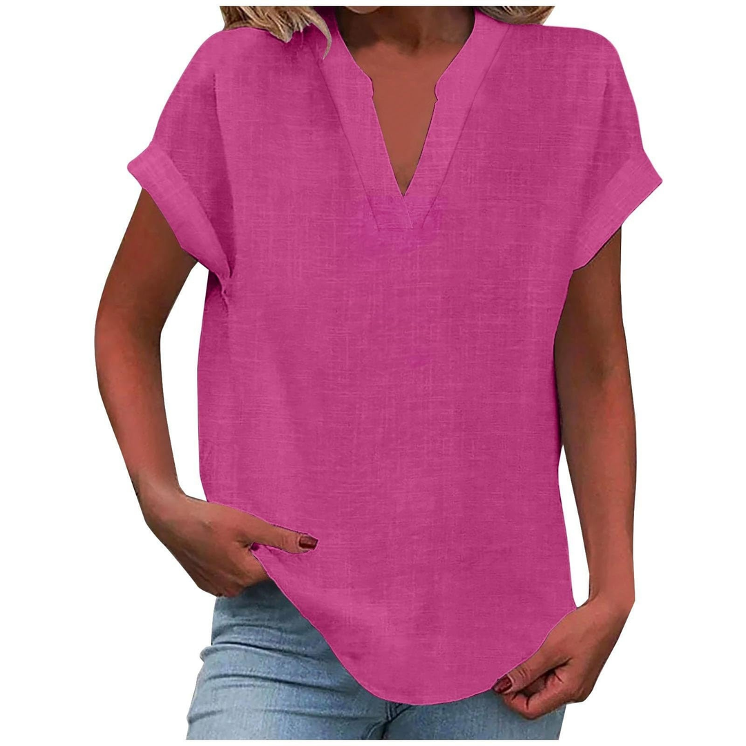 Wren | Women's Linen V-Neck Cap Sleeve Casual Top