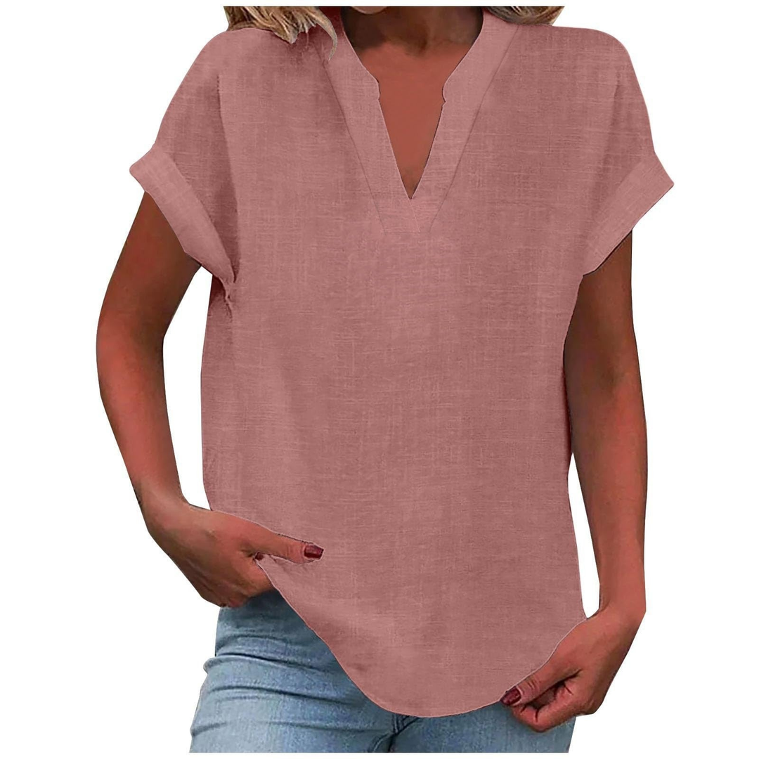 Wren | Women's Linen V-Neck Cap Sleeve Casual Top